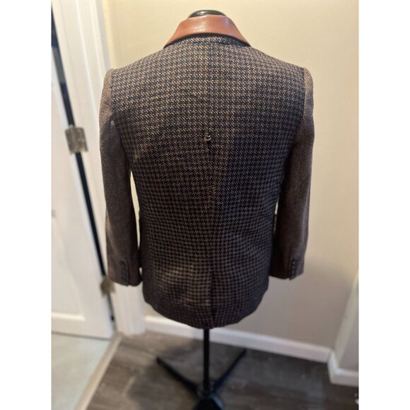 Tweed + Faux Leather + Wool Beige, Navy, Tan + Brown Multi-Fabric Academia Overs - Picture 4 of 9